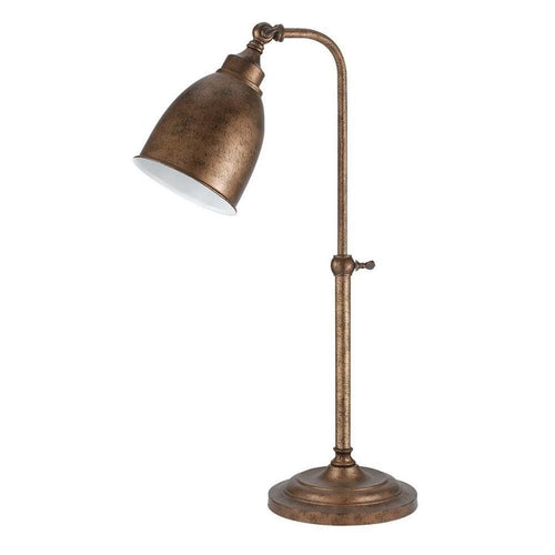 Table Lamp | Round Metal | 25" | Adjustable Pole | Bronze