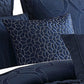 10 Piece King Polyester Comforter Set with Geometric Oblong Print Dark Blue By Casagear Home BM225145