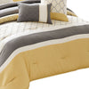 Quatrefoil Print Queen Size 7 Piece Fabric Comforter Set Yellow and Gray By Casagear Home BM225208
