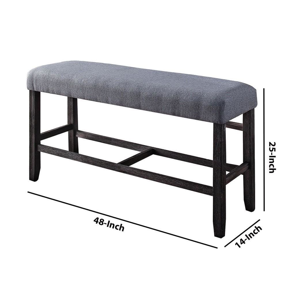 48 Fabric Counter Height Bench with Padded Seat,Gray & Brown By Casagear Home BM225972