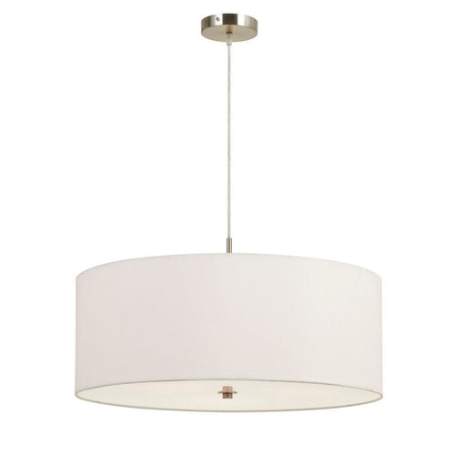 Pendant Fixture | 3 Bulb | Drum Fabric Shade | Diffuser | White
