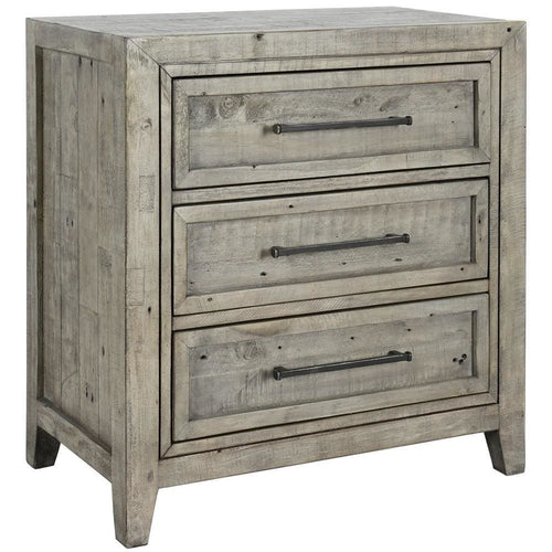 Nightstand | 3 Drawer | Wood | Rough Hewn Texture | Gray