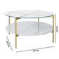 33 Glass Top Cocktail Table with Faux Marbled Shelf Gold By Casagear Home BM226524