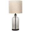 22" Cylindrical Seeded Glass Table Lamp, Beige & Clear By Casagear Home