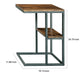Wooden Top Accent Table with 1 Fixed Shelf and Metal Frame,Black and Brown By Casagear Home BM227087