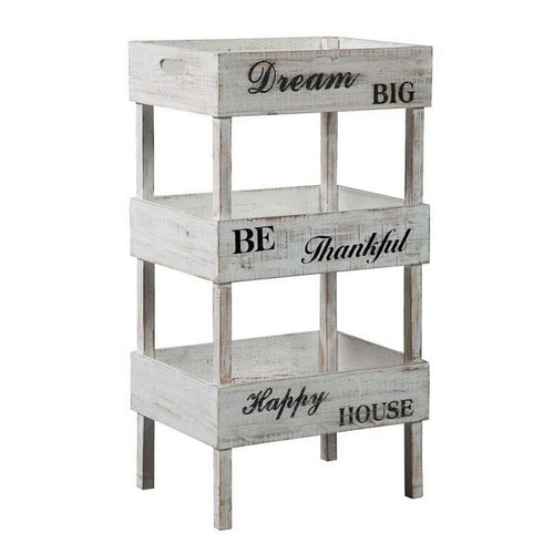 Storage Shelf | Wood | 3 Open Cubbies | Cut Out Handles | White