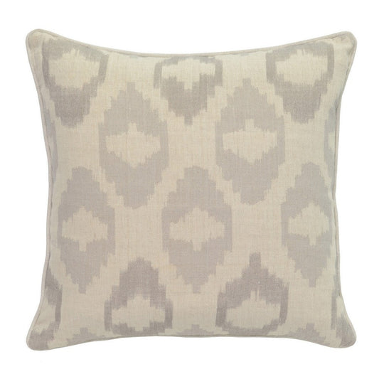 Square Fabric Throw Pillow with Metallic Embroidered Details,Gray and Beige By Casagear Home