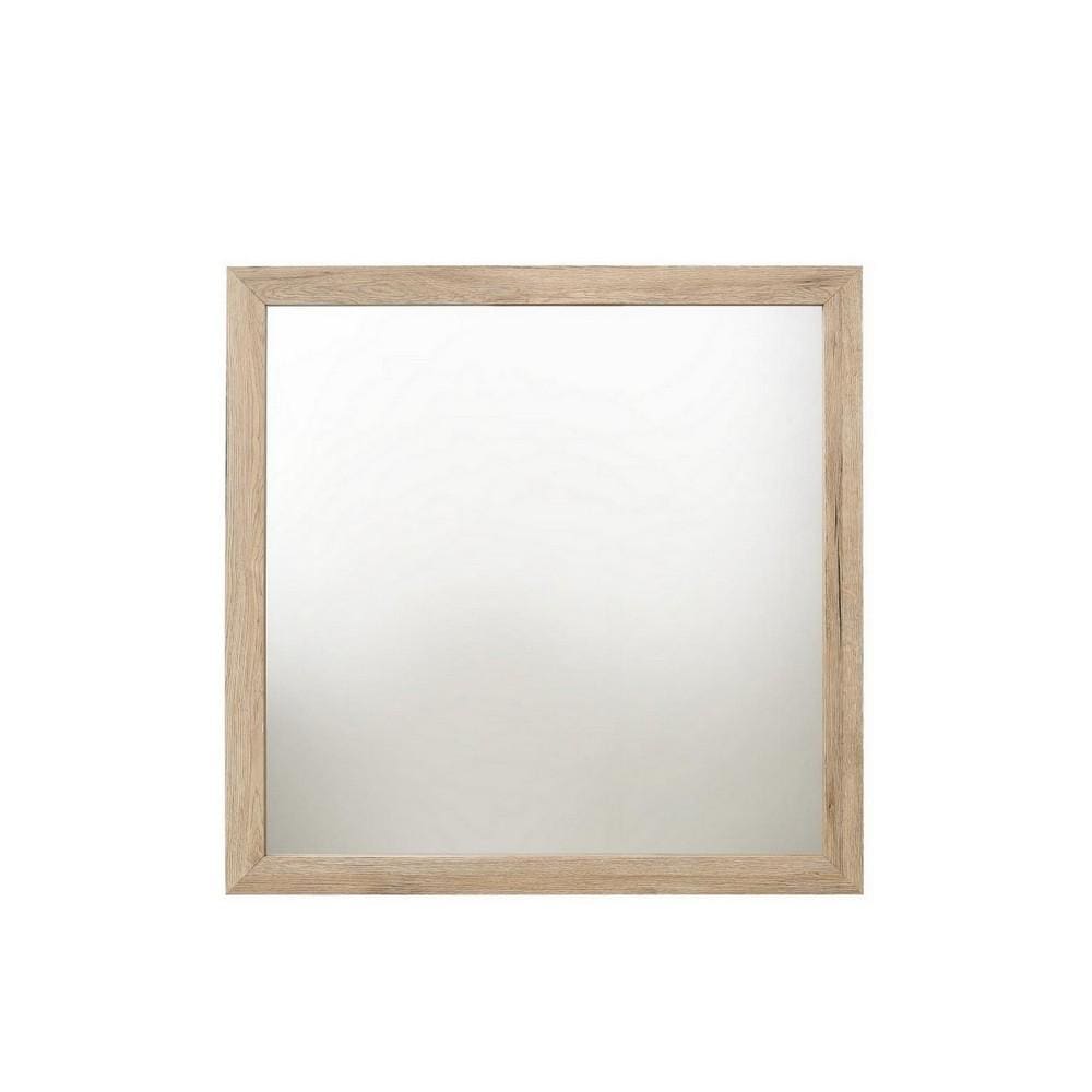 Kai Mirror | Square Wood Frame | Rough Hewn Texture | Brown