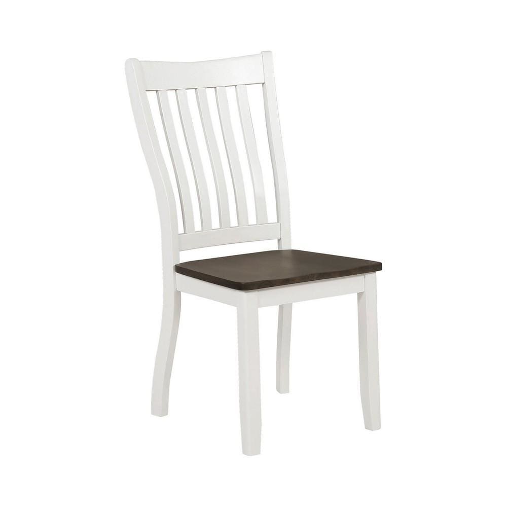 18.25" Slatted Back Dining Chair, Set of 2,White and Brown By Casagear Home