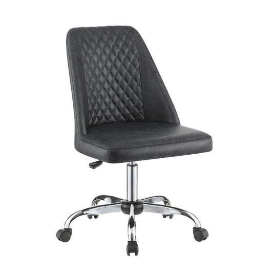 Diamond Pattern Stitched Leatherette Office Chair, Gray By Casagear Home