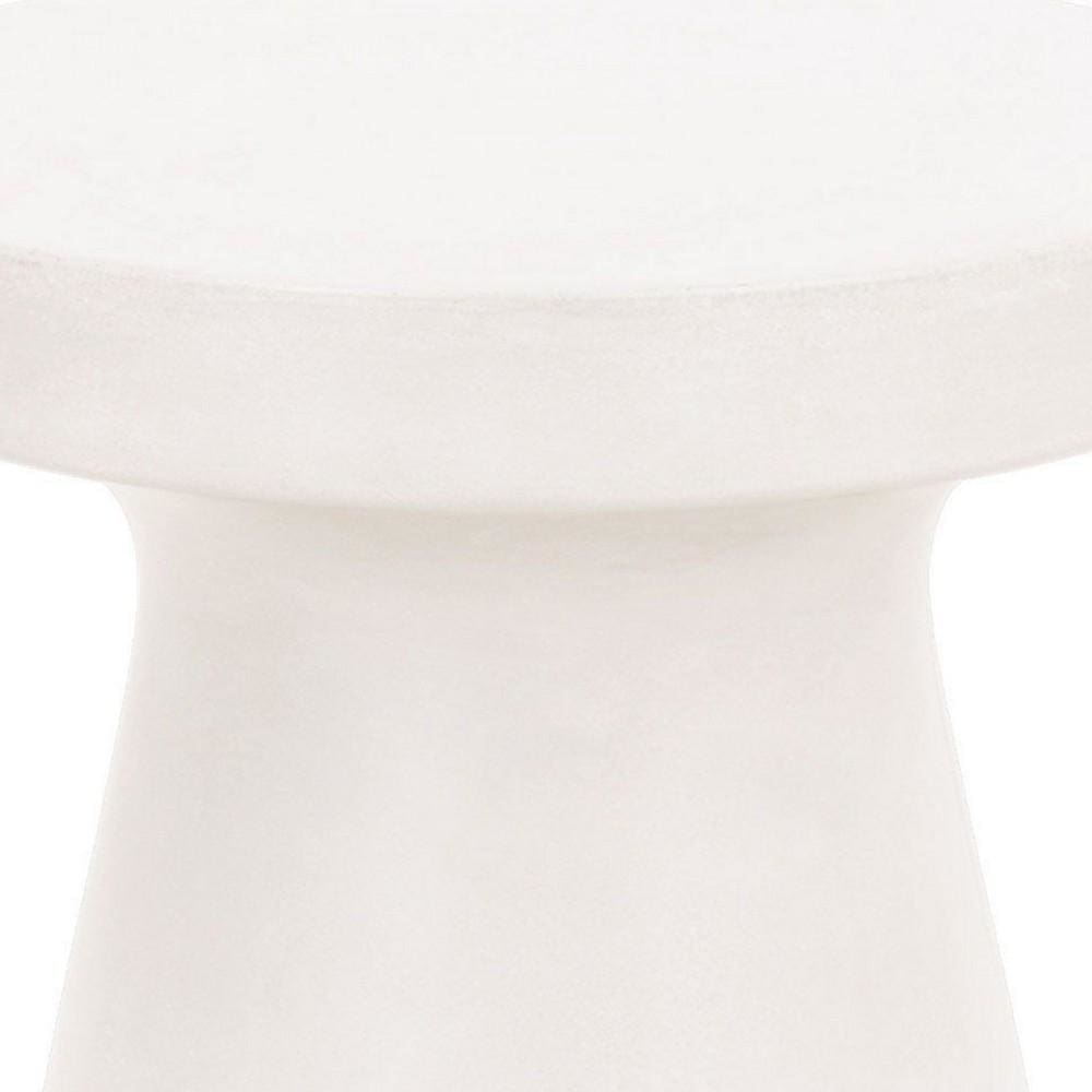 Round Top Concrete Accent Table with Flared Pedestal Base Off White By Casagear Home BM231493