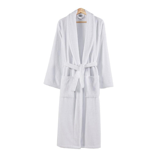 Marseille Fabric Bathrobe with Shawl Collar, Small, White By Casagear Home