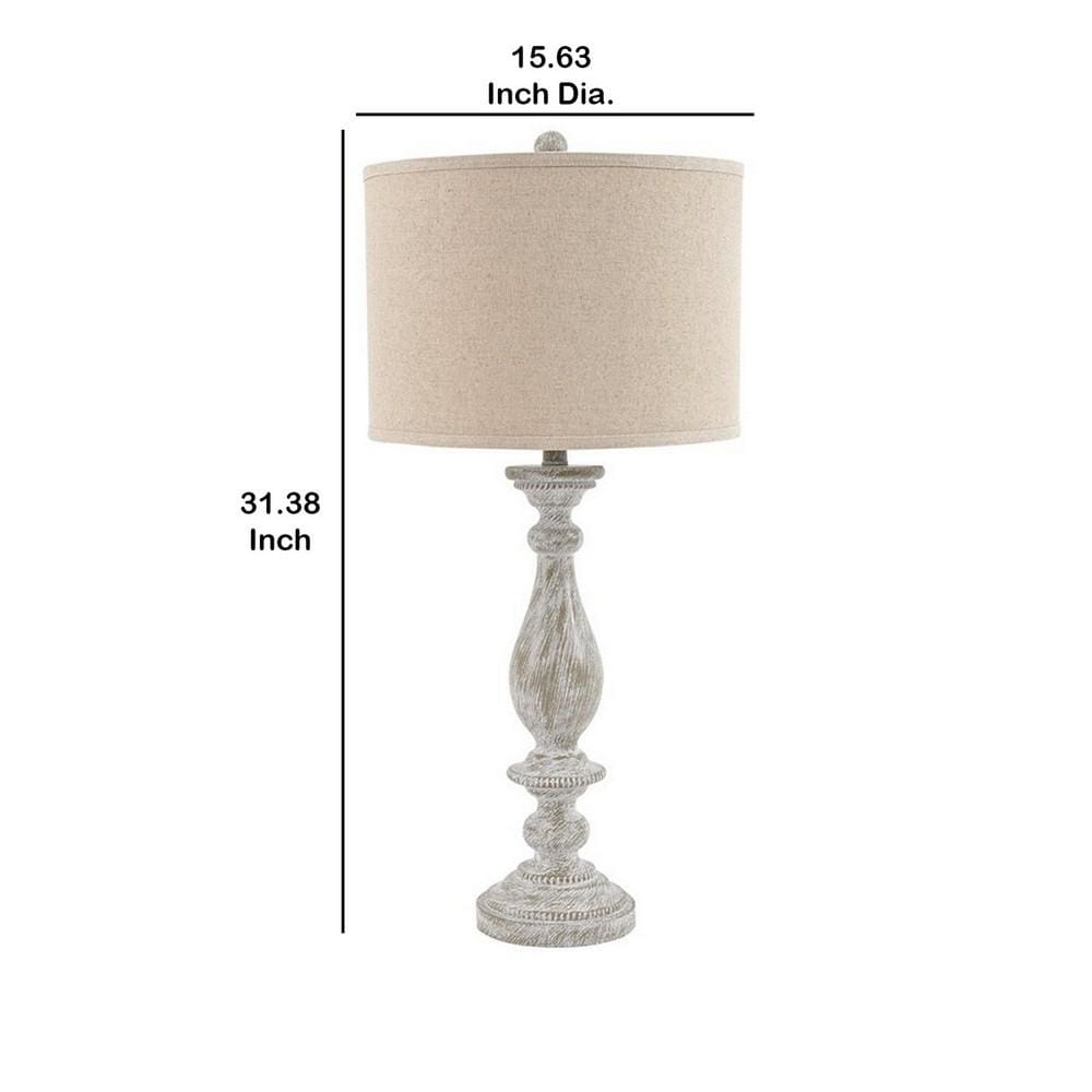 Drum Shade Table Lamp with Pedestal Base Set of 2 Beige and Off White By Casagear Home BM231948