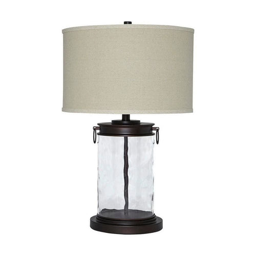 Kai Table Lamp | Drum Shade | Glass Insert Base | Bronze