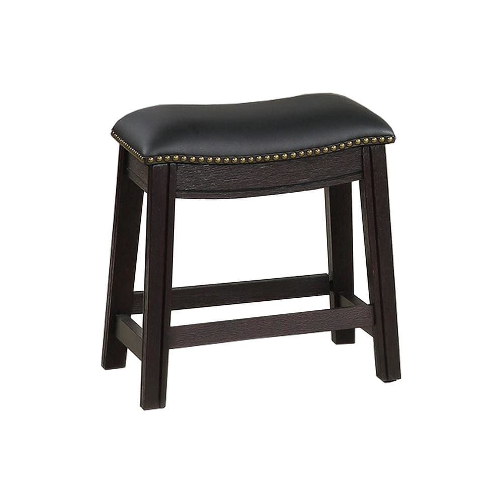 Curved Leatherette Stool with Nailhead Trim, Set of 2, Black By Casagear Home