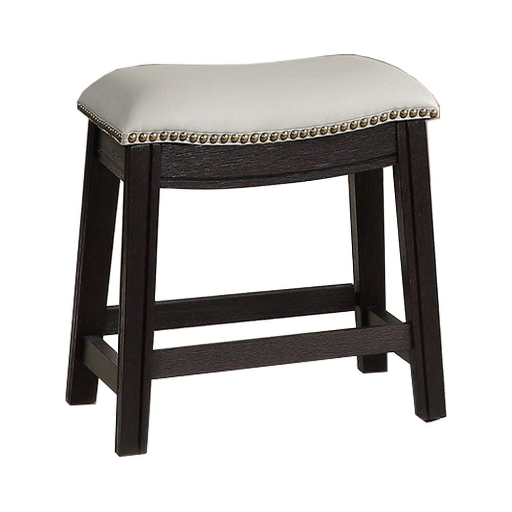 Curved Leatherette Stool with Nailhead Trim, Set of 2, Gray By Casagear Home