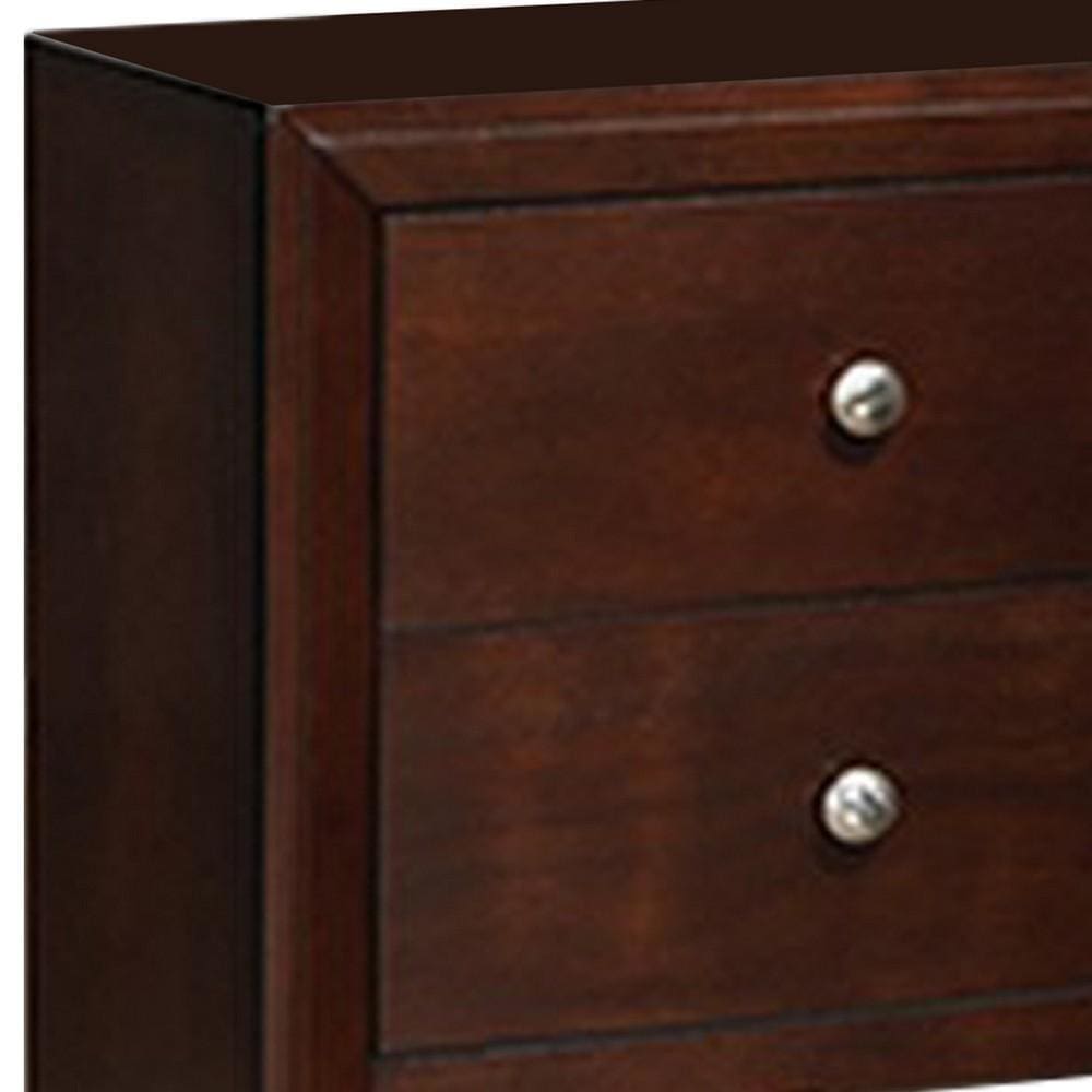 24 Inches 2 Drawer Wooden Nightstand with Metal Pulls Brown By Casagear Home BM232119