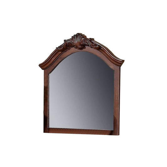 42 Inches Crowned Top Wooden Mirror, Brown By Casagear Home