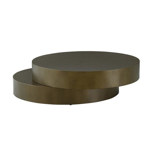 Nova Coffee Table | Round Metal | Drum Base | Bronze