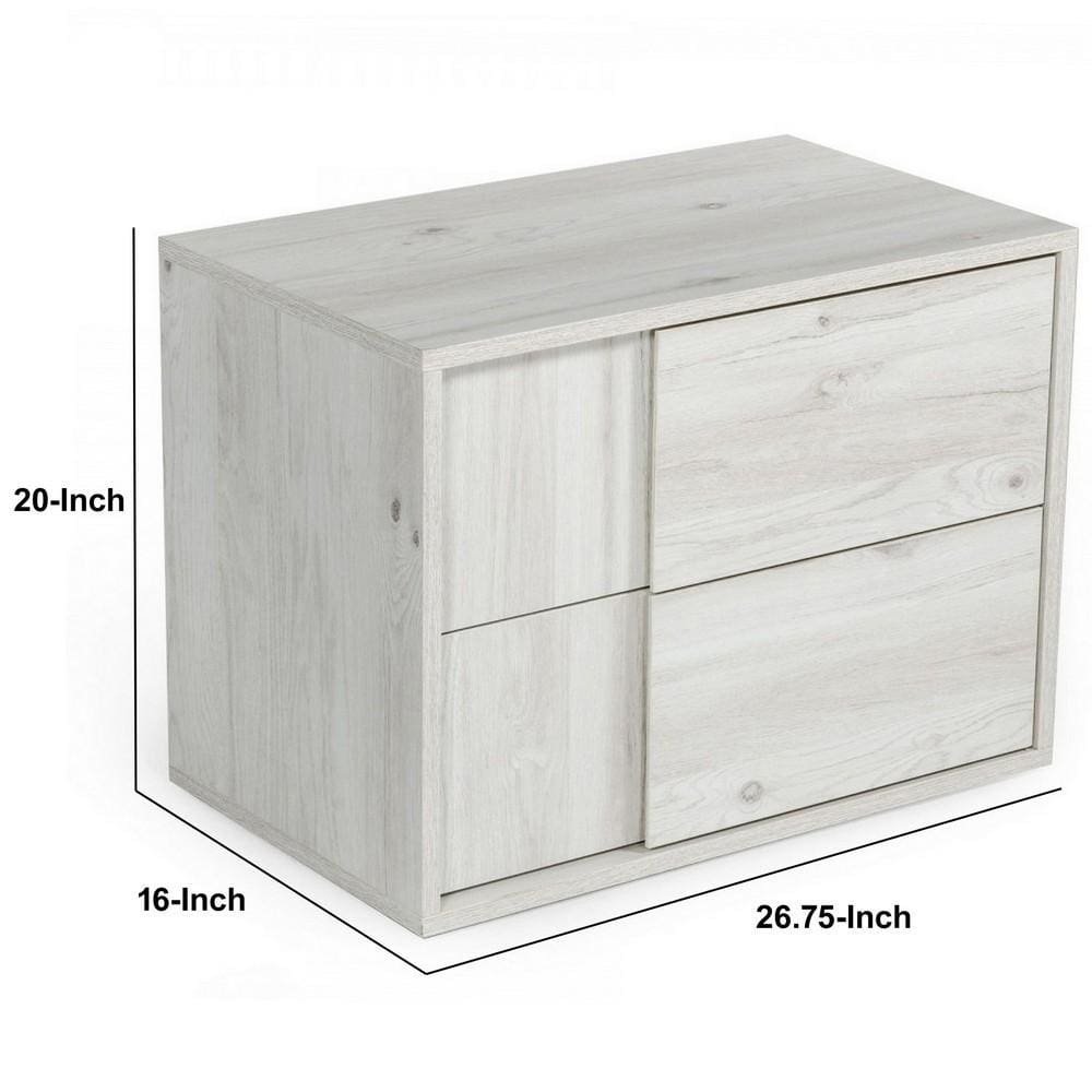 Wooden Nightstand with 2 Self Closing Drawers White By Casagear Home BM232247