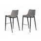 Counter Leatherette Barstool with Angled Tapered Legs, Set of 2, Gray By Casagear Home