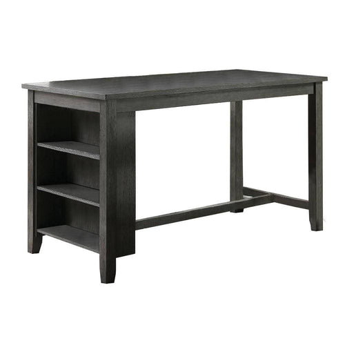 Counter Height Table | Wood | Three Storage Shelves | Gray