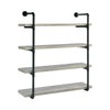 46 Inch 4 Tier Metal and Wooden Wall Shelf, Black and Gray By Casagear Home