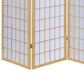 3 Panel Foldable Wooden Frame Room Divider with Grid Design Brown By Casagear Home BM233240
