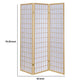 3 Panel Foldable Wooden Frame Room Divider with Grid Design Brown By Casagear Home BM233240