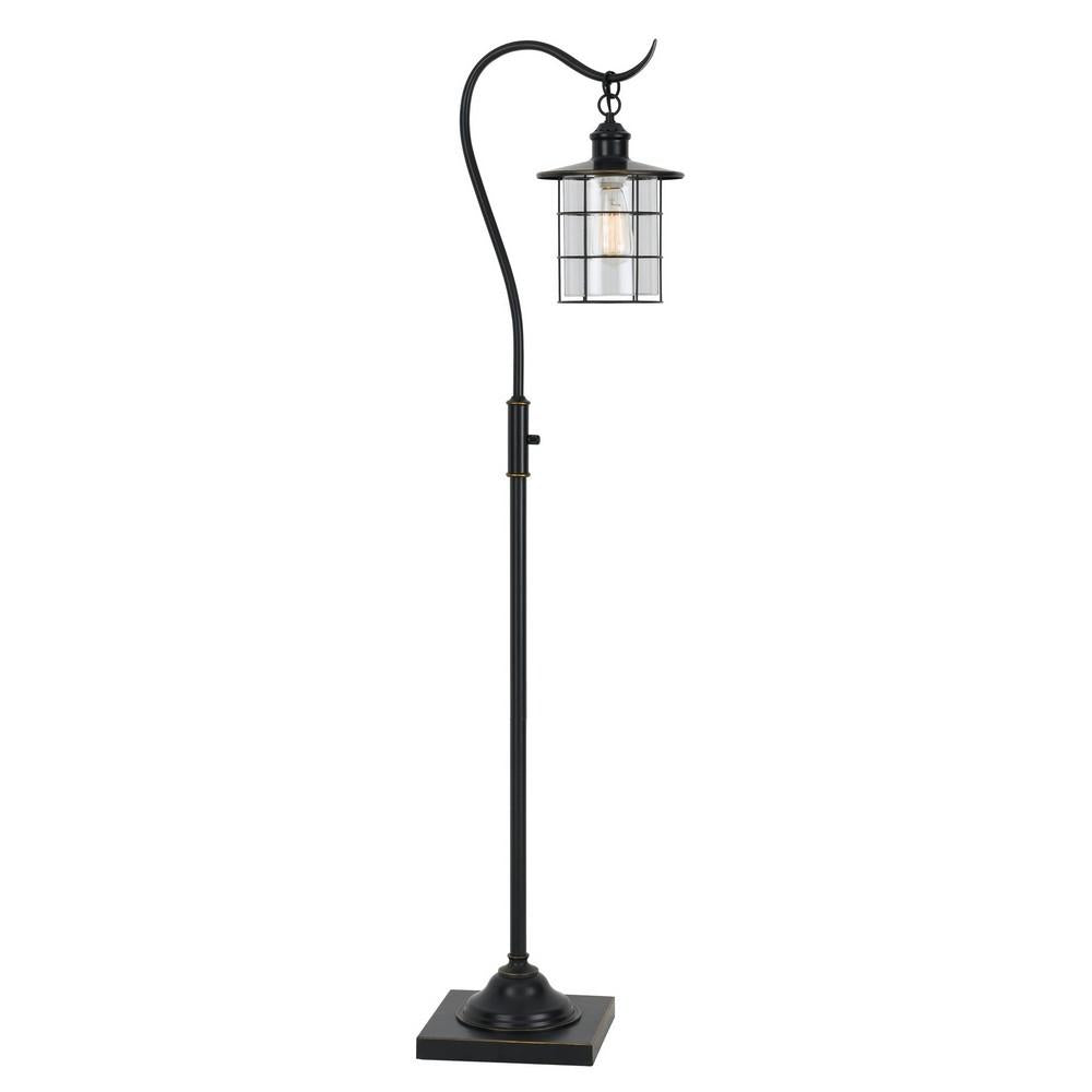 Floor Lamp | Metal Downbridge Design | Caged Shade | 60" | Dark Bronze