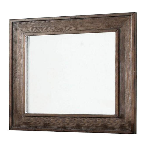 Wood Frame Mirror | Raised Edges | Grain Details | Brown