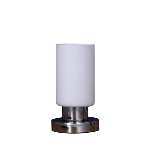 Table Lamp | Cylindrical Glass Shade | Touch Switch | White