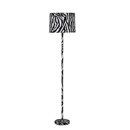 Floor Lamp | Fabric Wrapped | Animal Print | White & Black