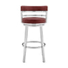30 Inch Leatherette Counter Height Barstool Silver and Red By Casagear Home BM236762