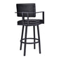 Lumbar Back Faux Leather Barstool with Stainless Steel Legs and Arms Black By Casagear Home BM236921