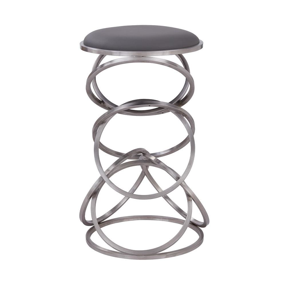 Intersected Circular Metal Base Counter Height Barstool Silver - BM237220 By Casagear Home BM237220
