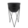 Round Hanging Metal Planter with Tripod Base, Black By Casagear Home