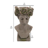22 Inches Resin Lady Bust with Floral Designed Head Gray By Casagear Home BM238206