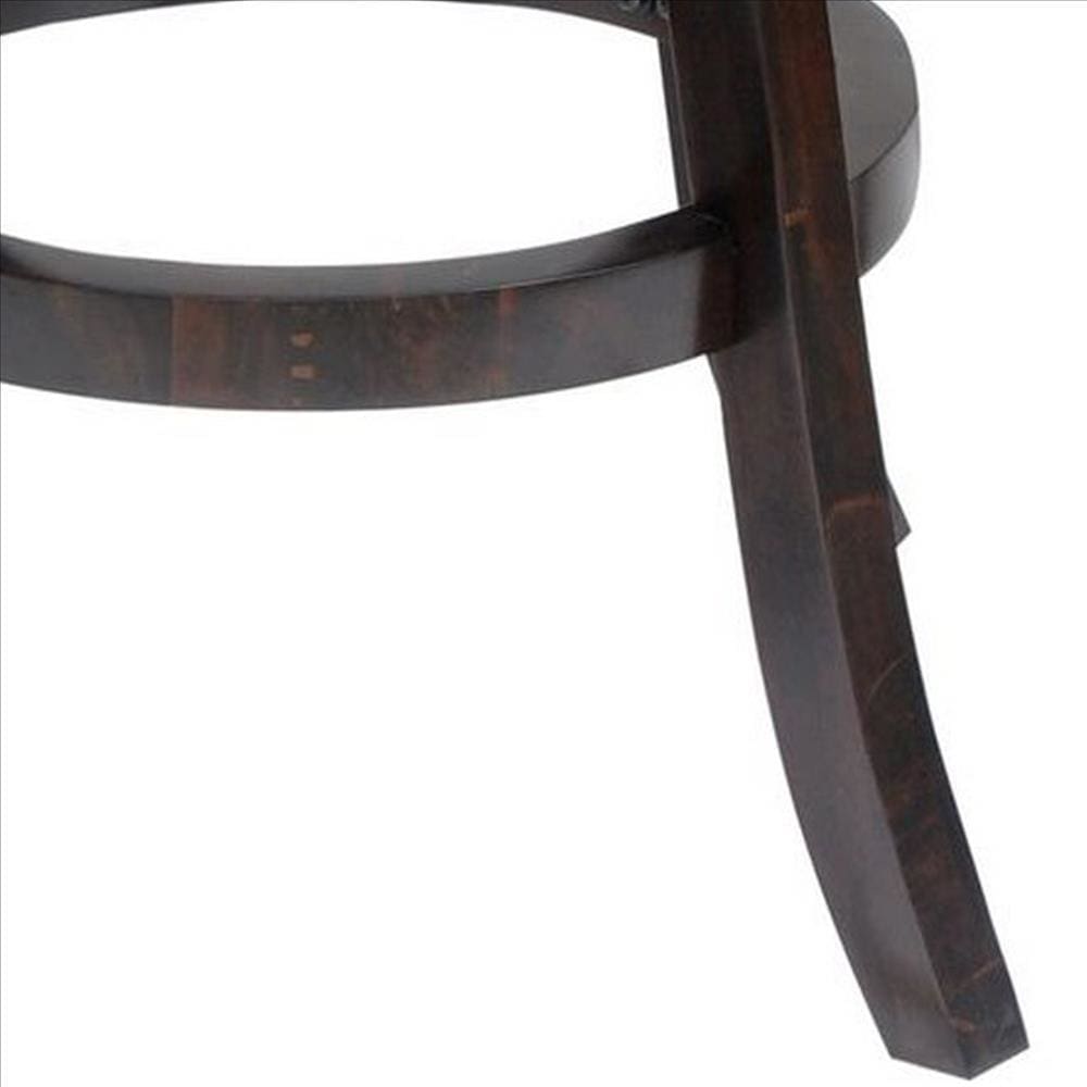 24 Inches Swivel Wooden Frame Counter Stool with Padded Back Dark Brown By Casagear Home BM239713