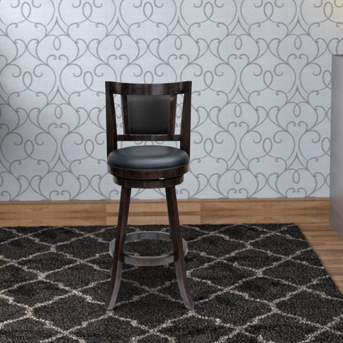 Counter Stool | 24" Swivel | Wood Frame | Padded Back | Dark Brown