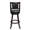 24 Inches Swivel Wooden Frame Counter Stool with Padded Back, Dark Brown By Casagear Home