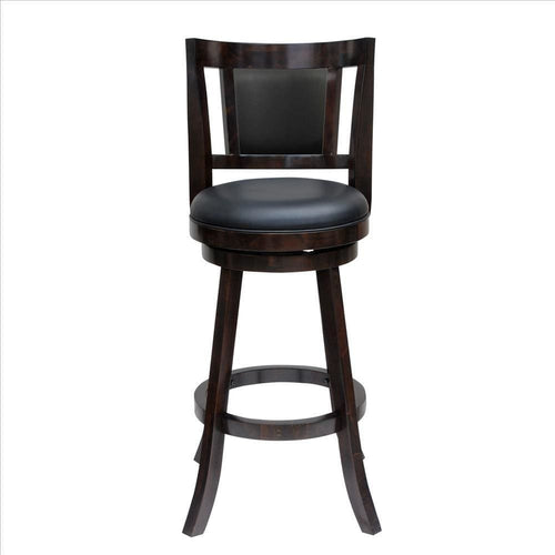 Counter Stool | 29" Swivel | Wood Frame | Padded Back | Dark Brown