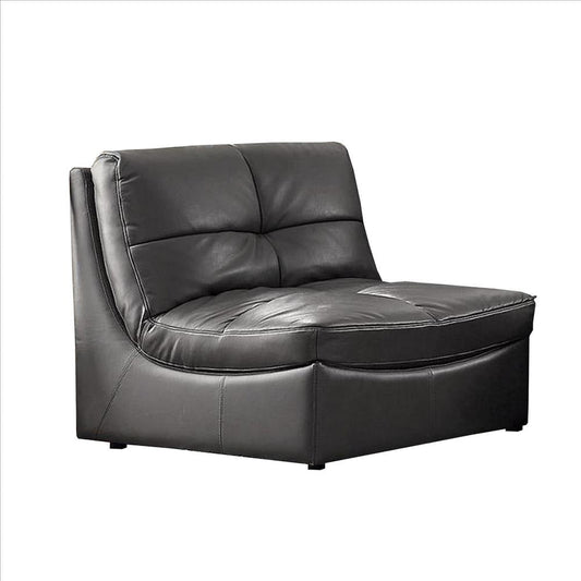 Accent Chair with Leatherette Upholstery and Tufted Details, Black By Casagear Home