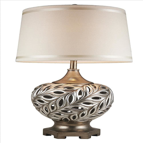 Table Lamp | Scrolled Peacock Cutout Base | Silver