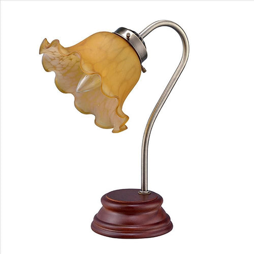 Table Lamp | Gooseneck | Floral Shade | Brown & Yellow