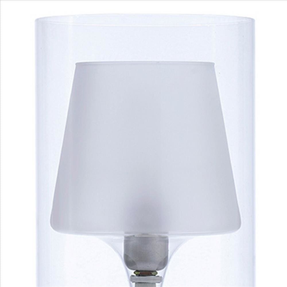 Hurricane Table Lamp with Frosted Glass Shade Clear By Casagear Home BM240313