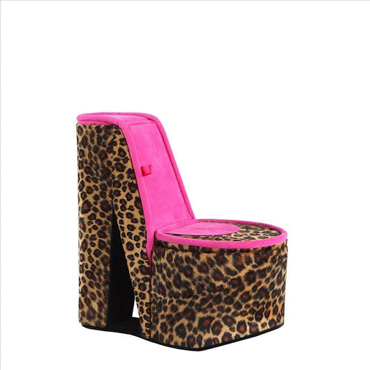 High Heel Cheetah Shoe Jewelry Box with 2 Hooks, Multicolor By Casagear Home