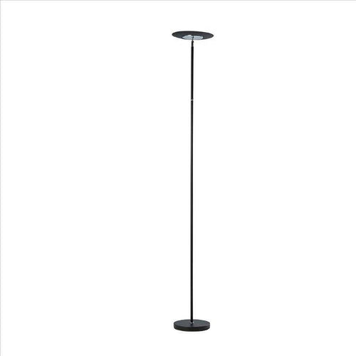 Floor Lamp | Adjustable Torchiere Head | Sleek Metal Body | Black
