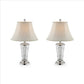 Table Lamp with Semi Fluted Glass Base, Set of 2, Off White By Casagear Home