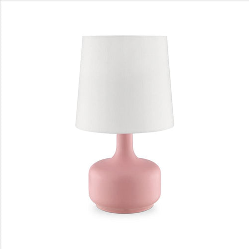 Table Lamp | Teardrop Metal Base | Fabric Shade | Pink
